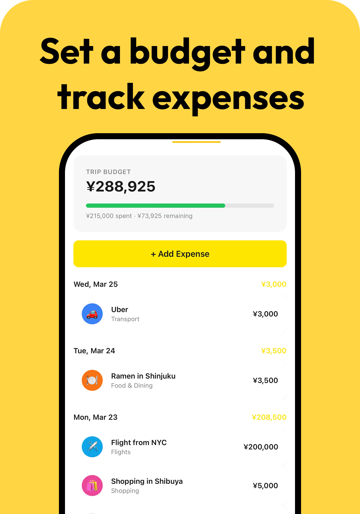 Budget tracking screenshot