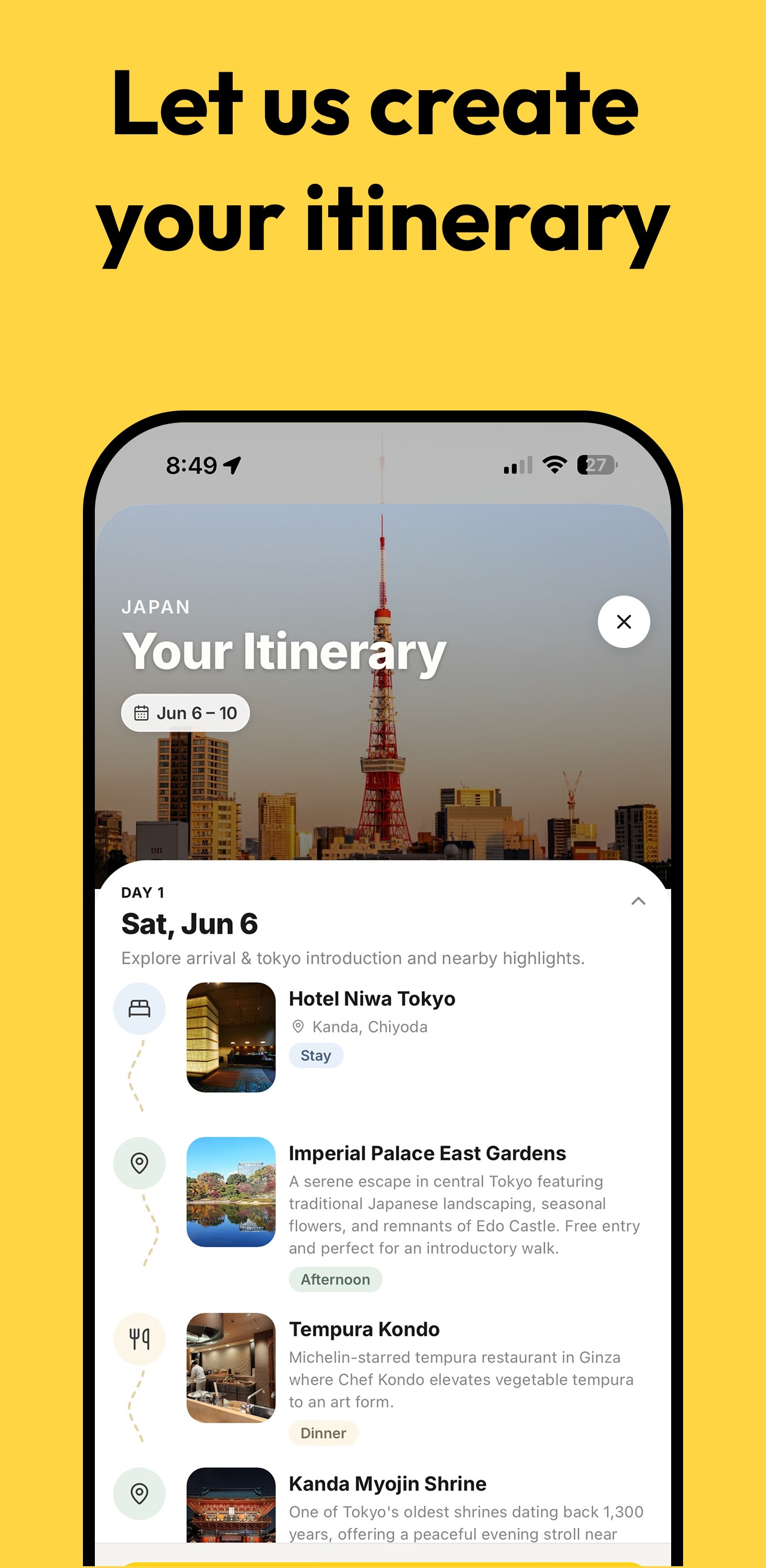 Itinerary screenshot